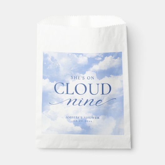 Ze zit op Cloud Nine Blue Vrijgezellenfeest Bedankzakje (Voorkant)