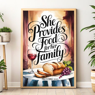 Ze zorgt voor haar gezin - Christelijke muurkunst Poster