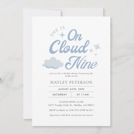 Ze zweeft op wolk 9 Bruidsfeest  Kaart (Voorkant)