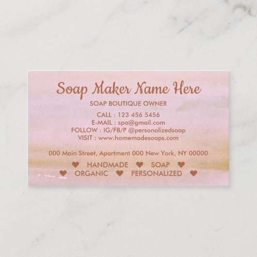 Zeapmerk Handmade BathTub Organic Cosmetic Visitekaartje (Achterkant)