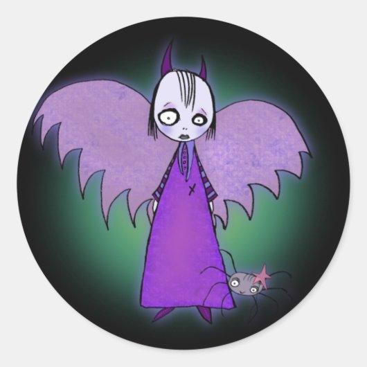 Zebella & de spin ronde sticker (Voorkant)