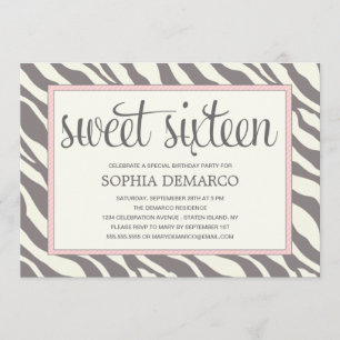 ZEBRA 16 BIRTHDAY-INVITATIE KAART