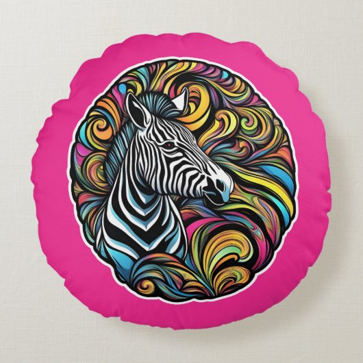 Zebra 1 rond kussen (Voorkant)