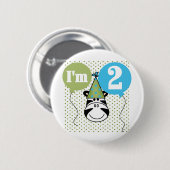 Zebra 2e Verjaardag T-shirts en geschenken Ronde Button 5,7 Cm (Voorkant /achterkant)