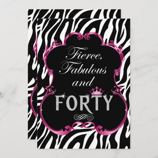 Zebra 40 en de feestdag van de Fabulous Bling Kaart (Voorkant / Achterkant)