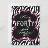 Zebra 40 et Fabulous Bling Anniversday Invitation (Devant)
