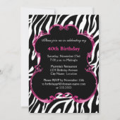 Zebra 40 et Fabulous Bling Anniversday Invitation (Dos)
