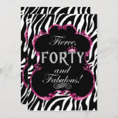 Zebra 40 et Fabulous Bling Anniversday Invitation (Devant / Derrière)
