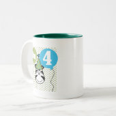 Zebra 4e verjaardag T-shirts en geschenken Tweekleurige Koffiemok (Voorkant links)