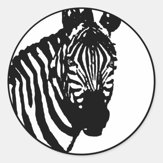 zebra. aanpasbare kleur. ronde sticker (Voorkant)