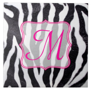 Zebra Afdrukmonogram voor Stripe dieren Tegeltje