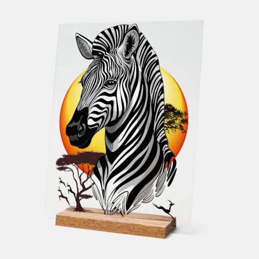 Zebra African Savanna Wild Animal Acryl Bord (Hoek)