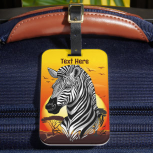 Zebra African Savanna Wild Animal Bagagelabel