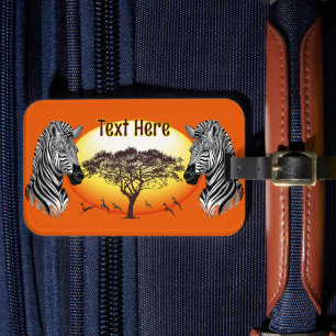Zebra African Savanna Wild Animal Bagagelabel