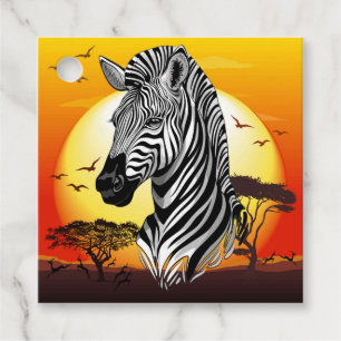 Zebra African Savanna Wild Animal Bedankjes Labels