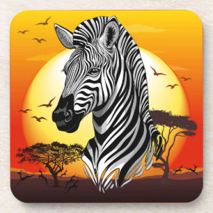 Zebra African Savanna Wild Animal Bier Onderzetter