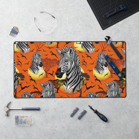 Zebra African Savanna Wild Animal Bureaumat (Werkstation)