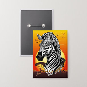 Zebra African Savanna Wild Animal Button