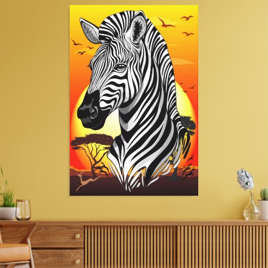 Zebra African Savanna Wild Animal Canvas Afdruk (Insitu (Woonkamer))