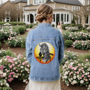 Zebra African Savanna Wild Animal Denim Jacket
