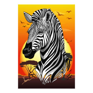 Zebra African Savanna Wild Animal Foto Afdruk