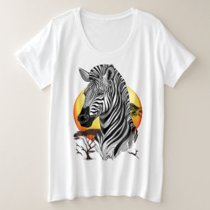Zebra African Savanna Wild Animal Grote Maat T-shirt