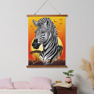 Zebra African Savanna Wild Animal Hangend Wandkleed