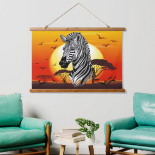 Zebra African Savanna Wild Animal Hangend Wandkleed