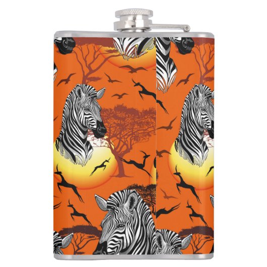 Zebra African Savanna Wild Animal Heupfles (Achterkant)