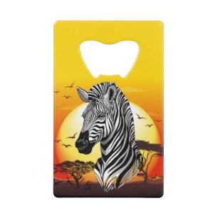 Zebra African Savanna Wild Animal Kredietkaart Flessenopener