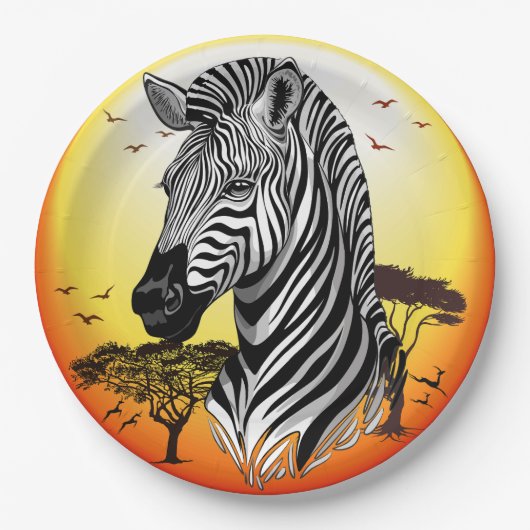 Zebra African Savanna Wild Animal Papieren Bordje (Voorkant)