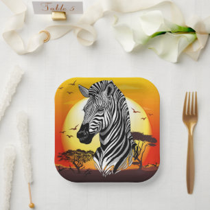 Zebra African Savanna Wild Animal Papieren Bordje