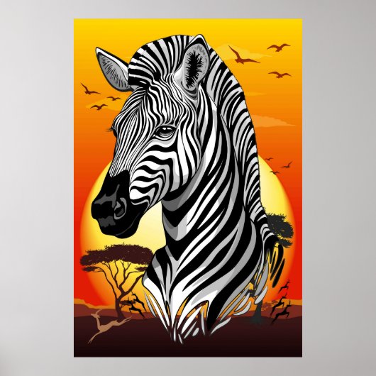 Zebra African Savanna Wild Animal Poster (Voorkant)