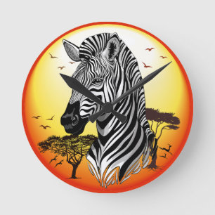 Zebra African Savanna Wild Animal Ronde Klok