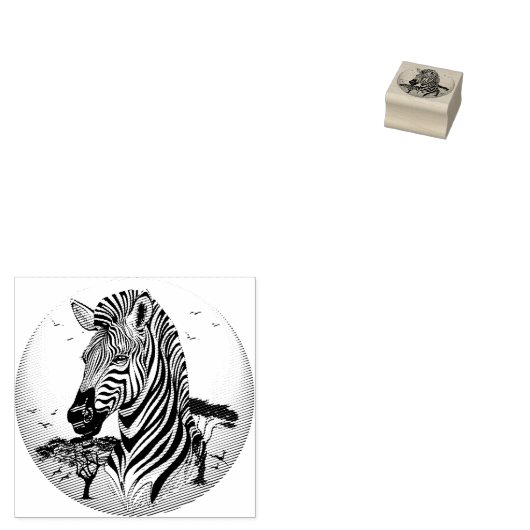 Zebra African Savanna Wild Animal Rubberstempel (Gestempeld)