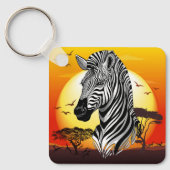 Zebra African Savanna Wild Animal Sleutelhanger (Voorkant)