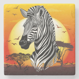 Zebra African Savanna Wild Animal Stenen Onderzetter
