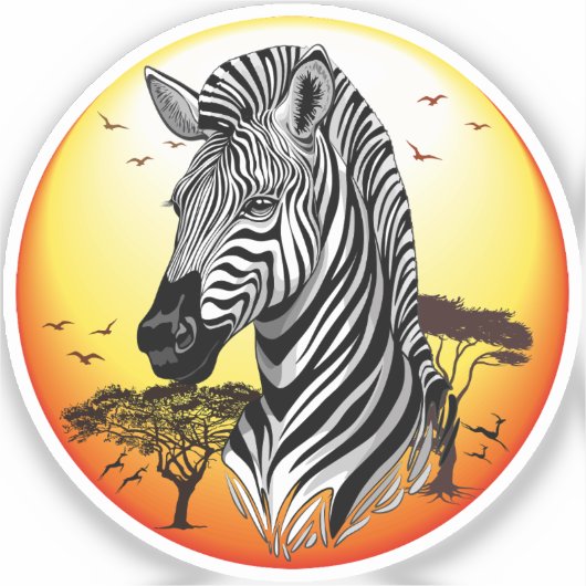 Zebra African Savanna Wild Animal Sticker (Voorkant)