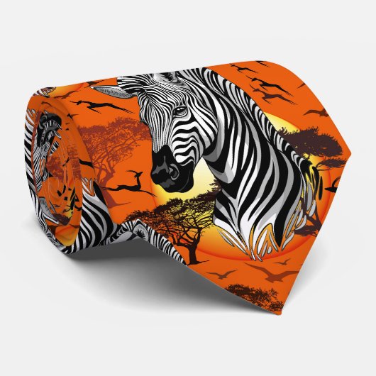 Zebra African Savanna Wild Animal Stropdas (Opgerold)