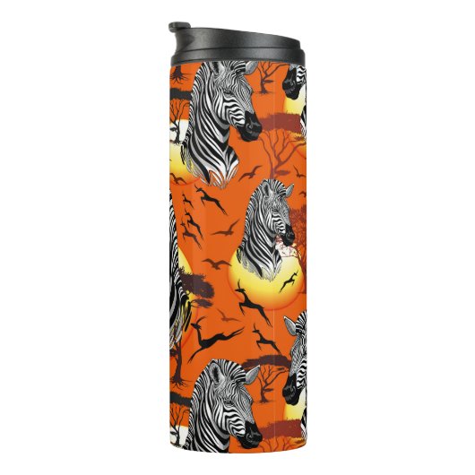 Zebra African Savanna Wild Animal Thermosbeker (Geroteerd rechts)
