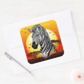 Zebra African Savanna Wild Animal Vierkante Sticker (Envelop)