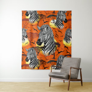 Zebra African Savanna Wild Animal Wandkleed