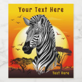 Zebra African Savanna Wild Animal Wijn Etiket (Enkel label)