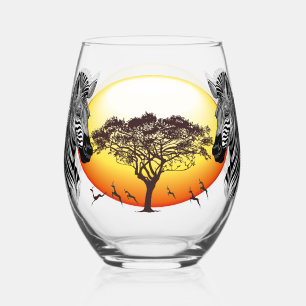 Zebra African Savanna Wild Animal Wijnglas Zonder Voet