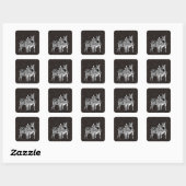 Zebra afspelen vierkante sticker (Vel)