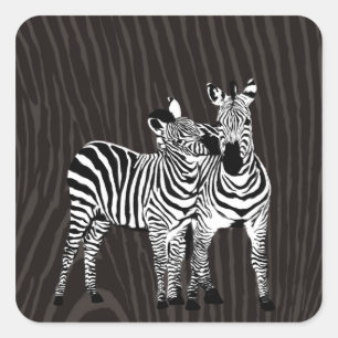 Zebra afspelen vierkante sticker