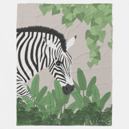 Zebra amongst Leaves Fleece Deken