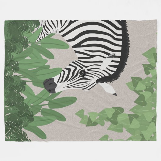 Zebra amongst Leaves Fleece Deken (Voorkant (Horizontaal))