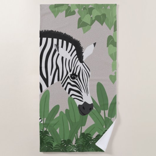 Zebra amongst Leaves Strandlaken (Voorkant)