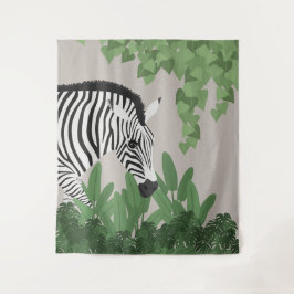 Zebra amongst Leaves Tapestry Wandkleed